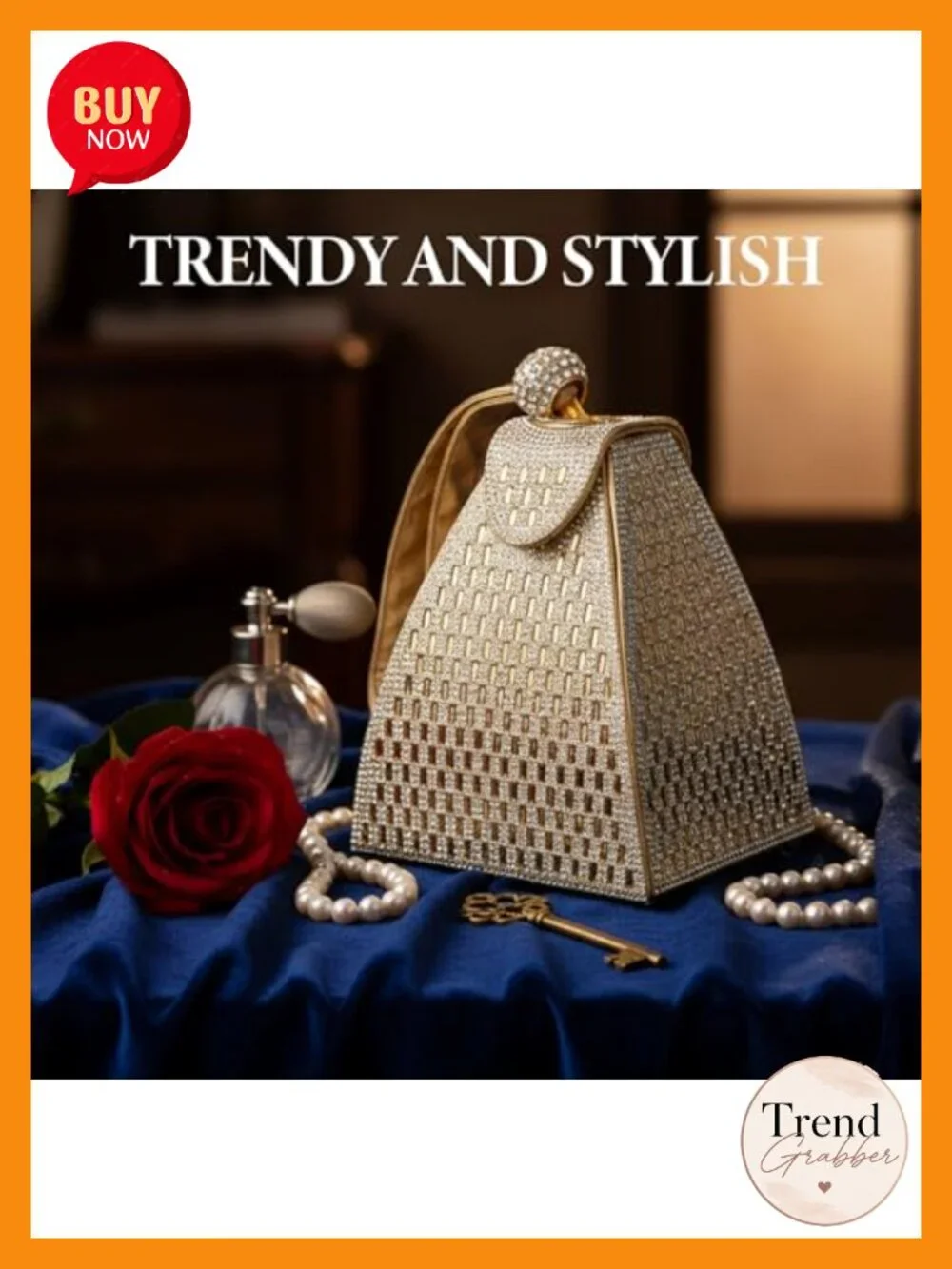 Rhinestone Pyramid Clutch Bag for Evening Parties